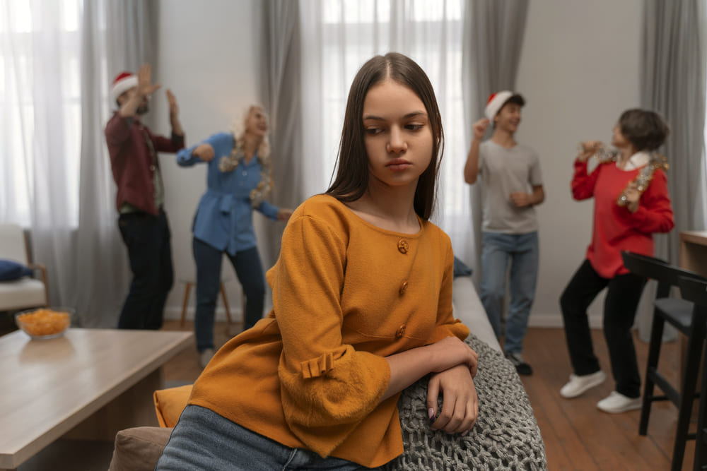 Mulher Se Sentindo Excluída Pelos Amigos Devido A Ansiedade Social